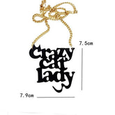 Crazy Cat Lady Acrylic Statement Chain Necklace